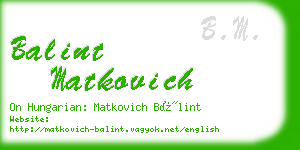 balint matkovich business card